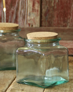 green square glass jar