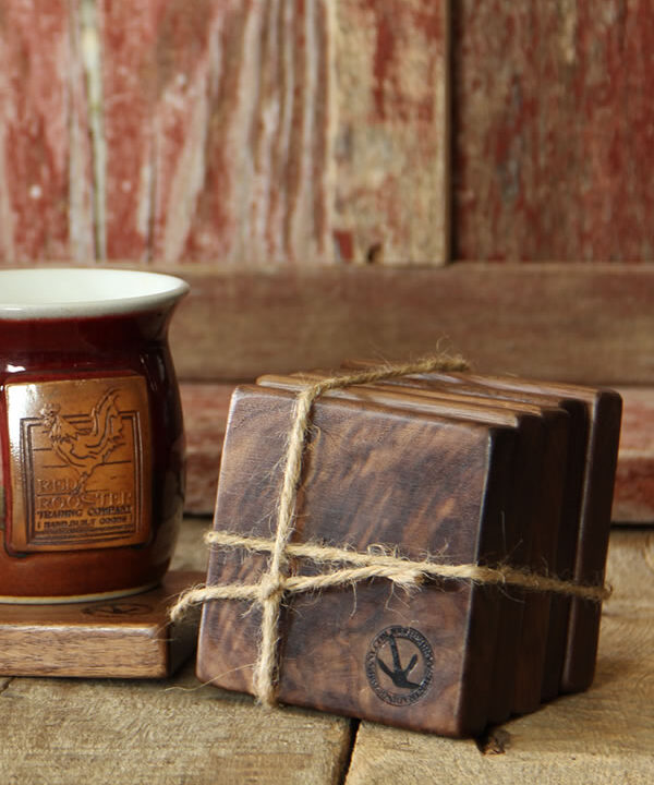 hand-crafted walnut drink coasters