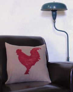 red rooster pillow cover