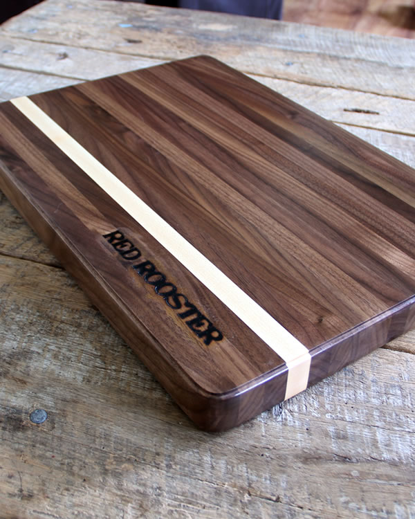 Maple with Large Red Stripes Cutting Board