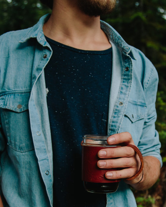 Leather Ball Jar Mug ⋆ Red Rooster Trading Company