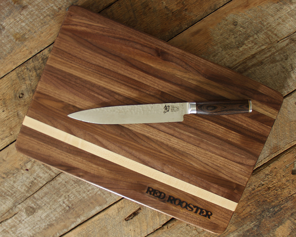 Red Rooster hardwood walnut butcher board made in USA