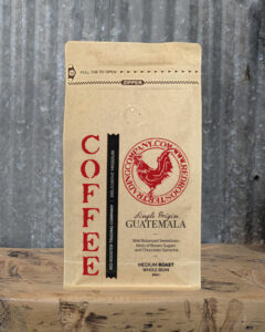 Bag of Guatemala Single Origin medium roast specialty coffee with notes of brown sugar and chocolate ganache